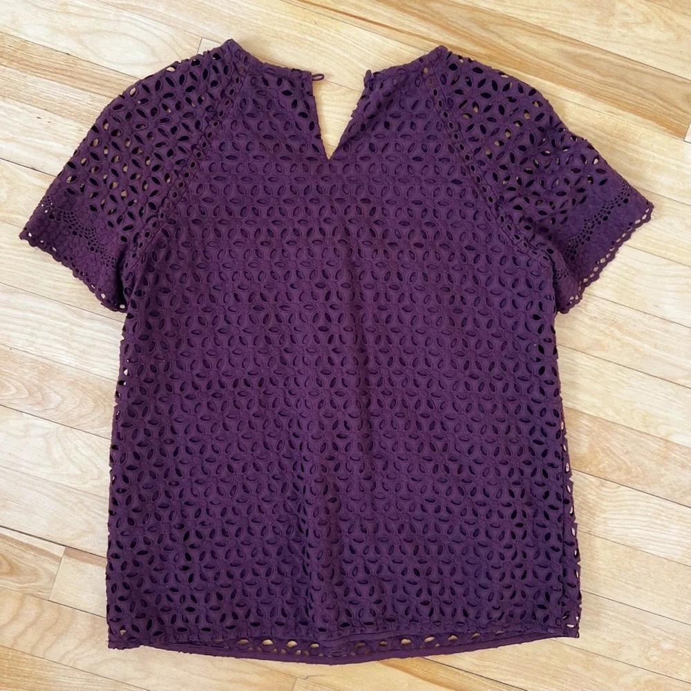 J. Crew Eggplant Eyelet Blouse/Top - Size 2